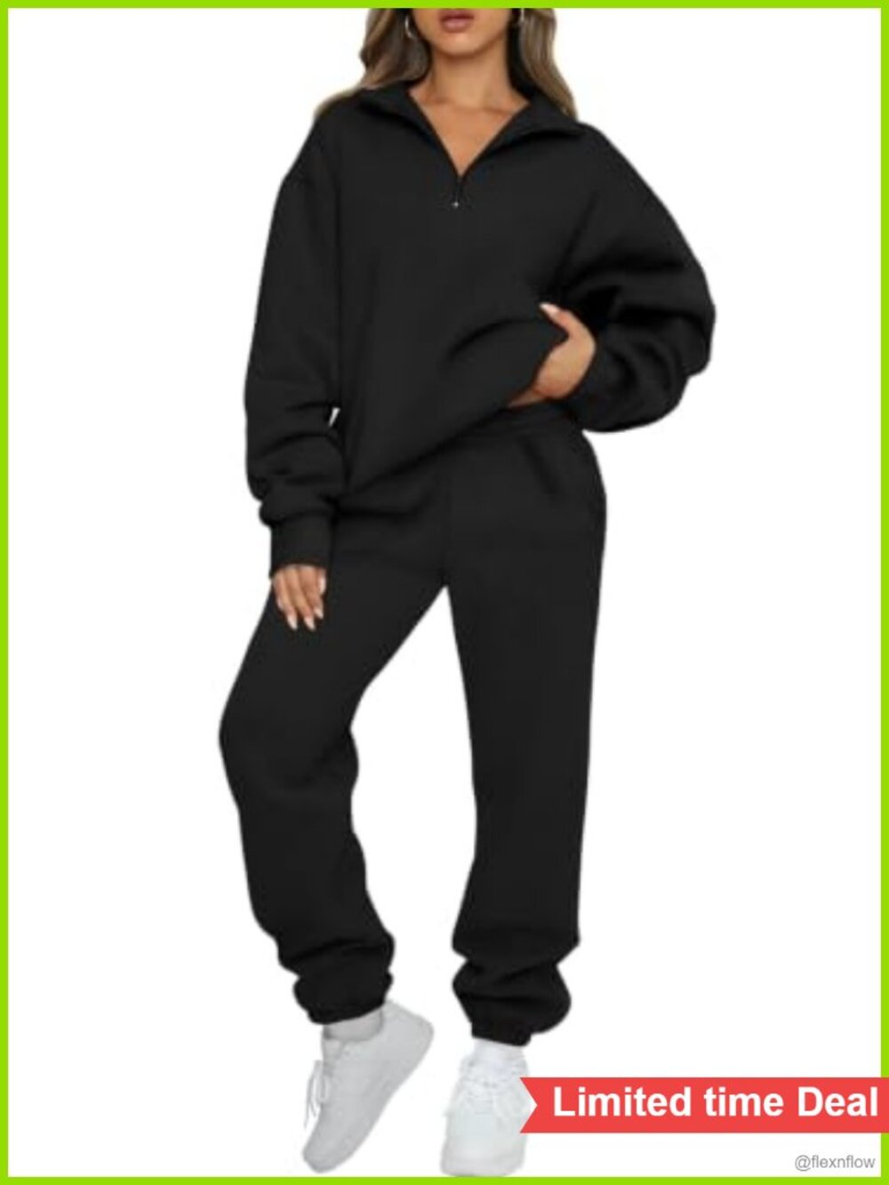 Womens 2 Piece Sweatsuit Half Zip Pullover Drawstring Joggers Lounge Set